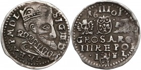 Zygmunt III Waza, Trojak Lublin 1601 - data U GÓRY - rzadkość R8