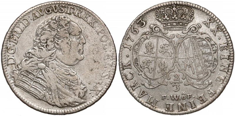 August III Sas, Gulden (2/3 talara) 1763 FWóF, Drezno - rzadki
 Ostatni gulden ...