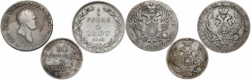 2 złote i 5 złotych 1817-1840, Warszawa, zestaw (3szt)