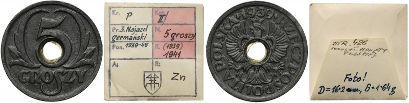 KAŁKOWSKI, Generalna Gubernia, 5 groszy 1939 - ilustrowany
 Egzemplarz z kolekc...