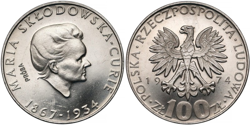 Próba NIKIEL 100 złotych 1974 Skłodowska-Curie - w prawo
 Kilka drobnych skalec...