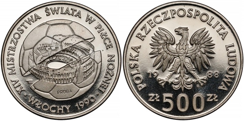 Próba NIKIEL 500 złotych 1988 MŚ w Piłce Nożnej Włochy
 

Grade: UNC 
Refere...