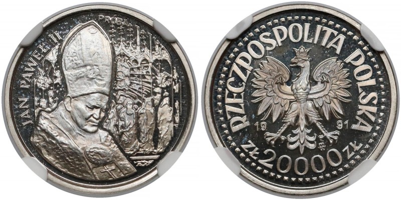 Próba NIKIEL 20.000 zł 1991 Jan Paweł II - ołtarz
 

Grade: NGC PF69 UC 
Ref...