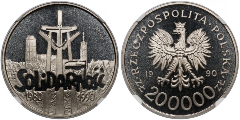 Próba NIKIEL 200.000 złotych 1990 Solidarność
 

Grade: NGC PF69 UC 
Referen...