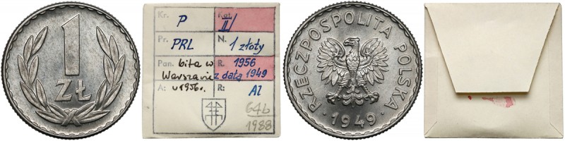 KAŁKOWSKI, 1 złoty 1949 - bity w WARSZAWIE w 1956 r.
 Cztery małe nacięcia na c...