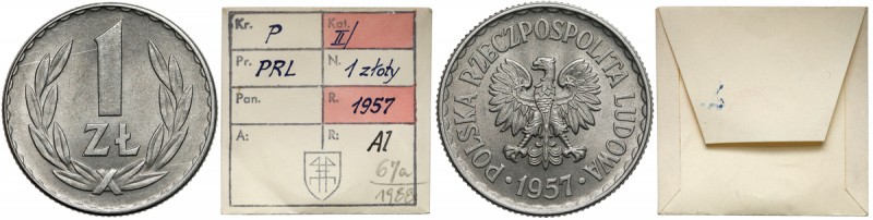 KAŁKOWSKI, 1 złoty 1957
 

Grade: XF+ 
Reference: Parchimowicz 213 a