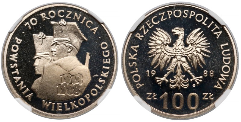 LUSTRZANKA 100 złotych 1988 Powstanie Wielkopolskie
 

Grade: NGC PF68 UC 
R...