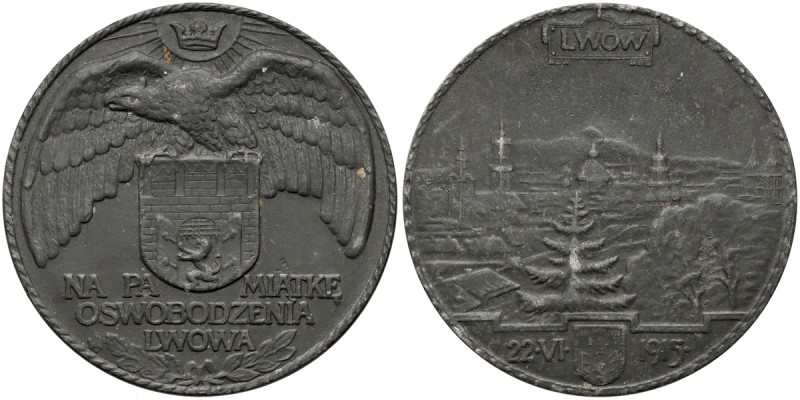 Medal Oswobodzenie Lwowa 1915
 Nakład 300 sztuk. Autorstwa J. Wysockiego (sygna...