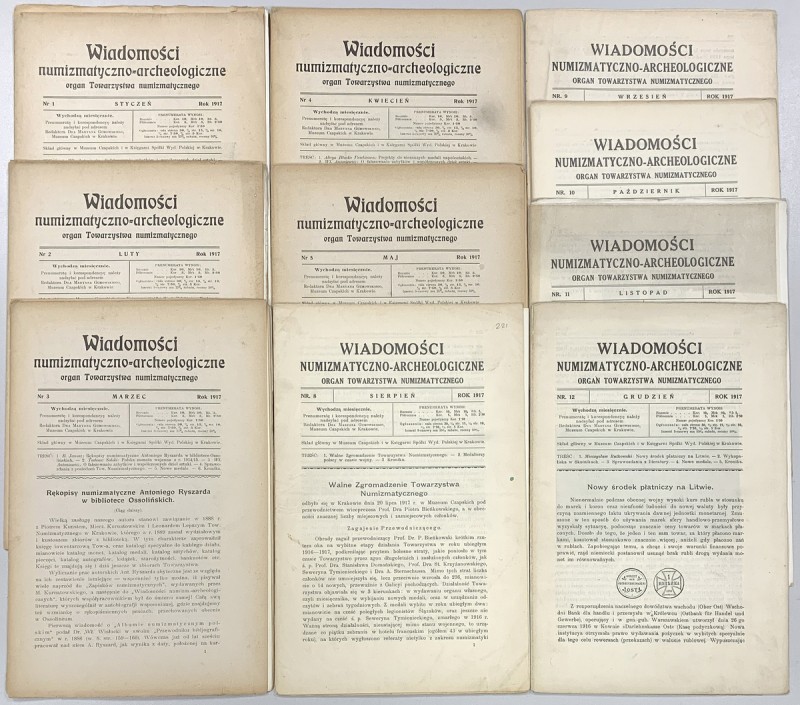 WNA 1917 nr 1-5 i 8-12 (10szt)
 Do kompletu brakuje dwóch numerów 6 i 7. numery...