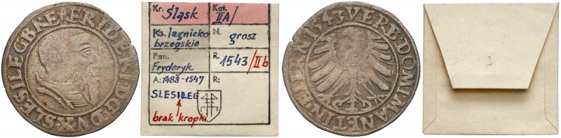 KAŁKOWSKI, Ks. B-L-W, Fryderyk II, Grosz Brzeg 1543
 Odmiana z trójlistkiem roz...