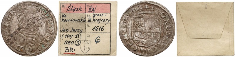 KAŁKOWSKI, Ks.Karniowskie, Jan Jerzy, 3 krajcary 1616, Karniów
 Odmiana z tytul...