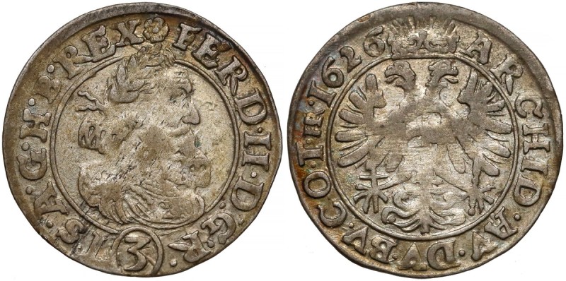 Śląsk, Ferdynand II, 3 krajcary 1626 HR, Wrocław
 Odmiana legendowa REX / BV.CO...