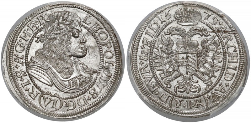 Śląsk, Leopold I, 6 krajcarów 1675 FIK, Opole - PIĘKNE
 Piękny przedstawiciel p...