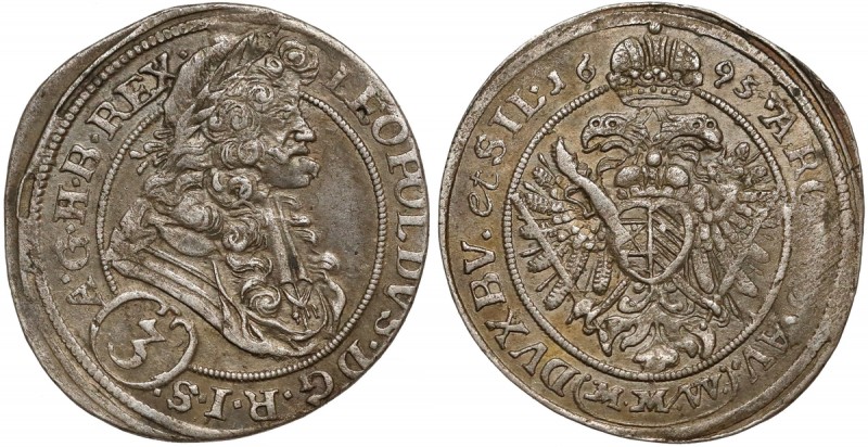 Śląsk, Leopold I, 3 krajcary 1695 MMW, Wrocław - 'et'
 Rzadka odmiana z BV. et ...