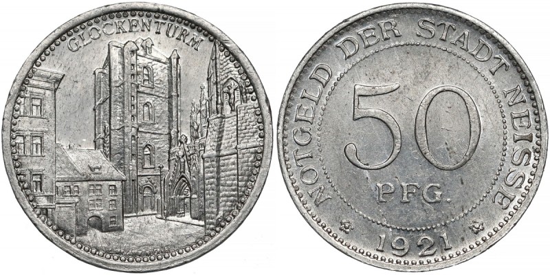 Nysa (Neisse), 50 fenigów 1921 - Dzwonnica
 Aluminium, średnica 24 mm, waga 1,1...