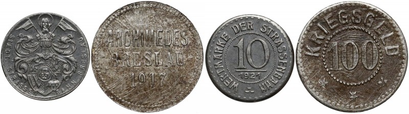 Wrocław (Breslau), 10 i 100 fenigów 1917 i 1921 (2szt)
 10 fenigów pięknie zach...