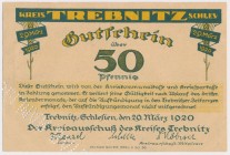 Trebnitz (Trzebnica), 50 pfg 1920 DRUK PRÓBNY perforacja SELMAR BAYER