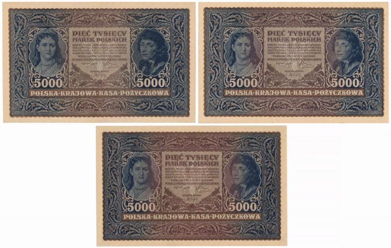 5.000 mkp 02.1920 - III Serja A, I, N - zestaw (3szt)
 

Grade: UNC/AU 
Refe...