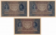 5.000 mkp 02.1920 - III Serja A, I, N - zestaw (3szt)