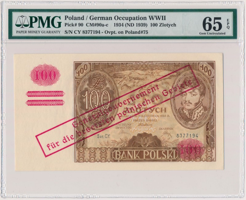 100 złotych 1934 z ORYGINALNYM przedrukiem GG
 Najwyższa nota w gradingu PMG. J...