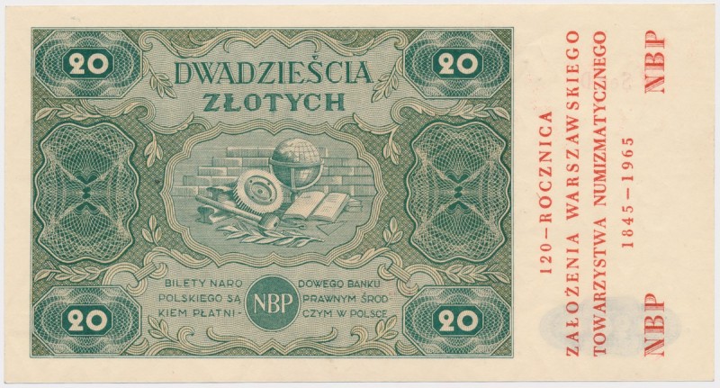 20 złotych 1947 - nadruk 120 lat WTN
 Oryginalny banknot emisji 1947 z nadrukie...