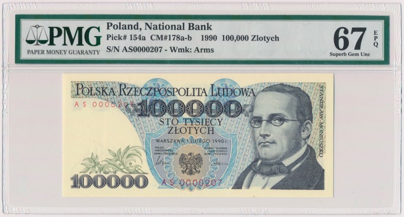 100.000 złotych 1990 - niski numer - AS 0000207
 

Grade: PMG 67 EPQ 
Refere...