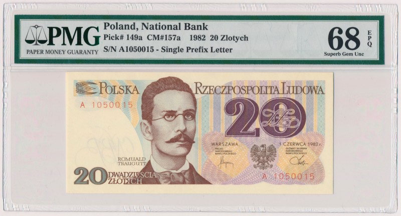 20 złotych 1982 - A 
 Najwyższa nota w PMG. Jedna z trzech sztuk 20 zł 1982 oce...