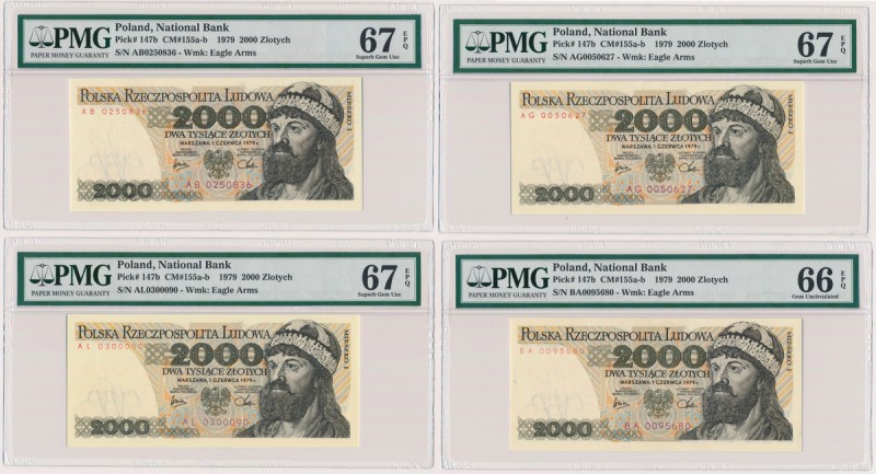 2.000 złotych 1979 - MIX literek (4szt)
 

Grade: PMG 67 EPQ, 66 EPQ 
Refere...