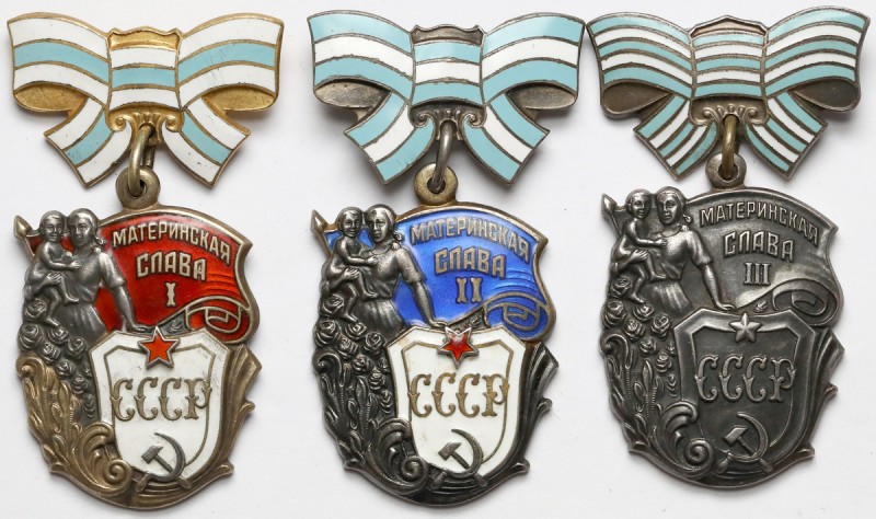 ZSRR, Ordery Macierzyńskiej Chwały I-III (3szt)
 Komplet 3 klas orderu 'Macierz...