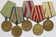 ZSRR, Zestaw medali za: Kaukaz, Moskwę, Stalingrad, Leningrad, Warszawę (5)