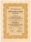 5% Konwersyjna Poż. Kolejowa 1926, Świadectwo ułamkowe 0.75 złotego