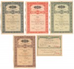 6% Pożyczka Narodowa 1934, Obligacje 50-1.000 zł - komplet (4szt) + dyplom