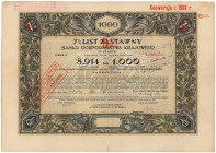 BGK, List zastawny na 1.000 dolarów 1928 (8.914 zł) - rzadki