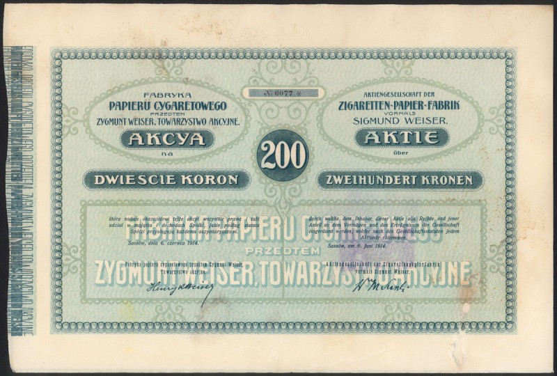 Fabryka Papieru Cygaretowego..., 200 kr 1914
Cigaret Paper Factory before Zygmu...