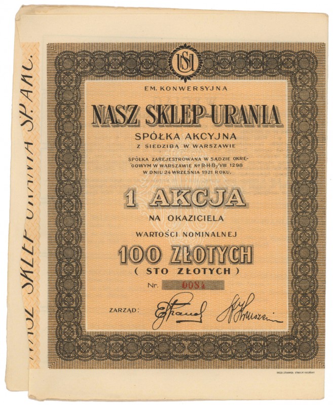 'Nasz Sklep-Urania', 100 zł
 
Dimensions: 19 x 24
Reference: IBAP #1477, Kozi...