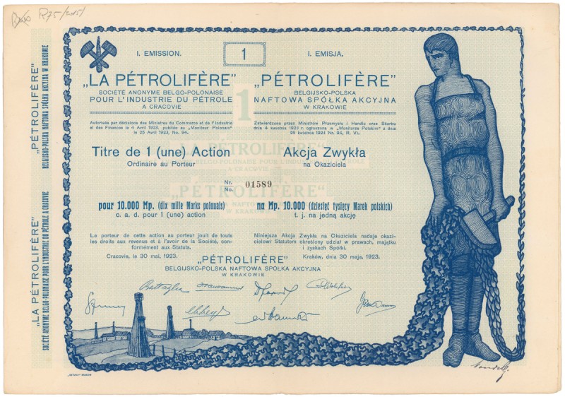 'Petrolifere' Belgijsko-Polska Naftowa Sp., Em.1, 10.000 mk 1923
 
Dimensions:...