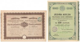 Ziemski Bank Kredytowy 280 mk 1921 i Wileński Bank Ziemski 150 zł 1937 (2szt)