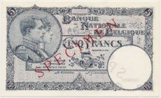 Belgium, 5 Francs ND (1938) SPECIMEN