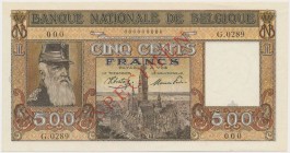 Belgium, 500 Francs ND (1944-1945) SPECIMEN