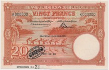 Belgian Congo, 20 Francs 1943 SPECIMEN No.22