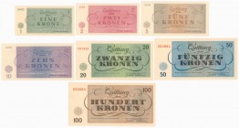 Czechy, Terezin GETTO komplet 1-100 kronen 1943 (7szt)