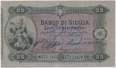 Italy, Sicily 25 Lire 1883