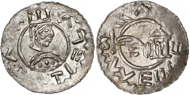 Czechy, Wratysław II (1061-1092), Denar - piękny
 Awers: ukoronowane popiersie ...