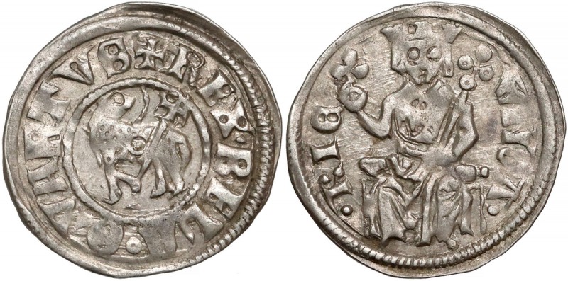 Węgry, Bela IV (1235-1270), Denar - Baranek / Król na tronie
 Srebro, średnica ...