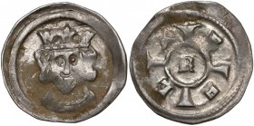 Węgry, Bela IV (1235-1270), Denar - ukoronowana gowa / (R) BELA