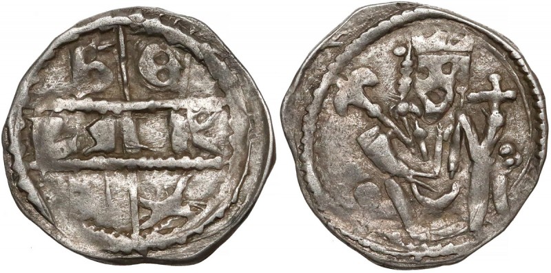 Węgry, Bela IV (1235-1270), Denar - BELA REX / król na tronie
 Srebro, średnica...