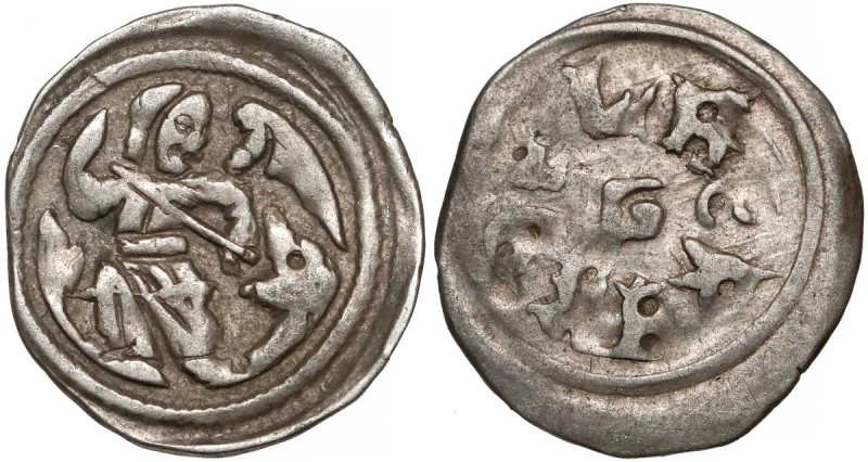 Węgry, Bela IV (1235-1270), Denar - Anioł walczący ze smokiem
 Srebro, średnica...