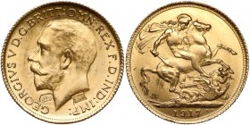 Australia, George V, Sovereign 1917-P, Perth - countermarked