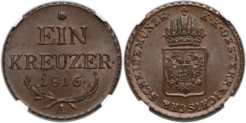 Austria, Franz II, Kreuzer 1816-A
Austria, Franciszek II, 1 krajcar 1816-A - NG...