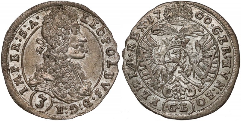 Bohemia, Leopold I, 3 Kreuzer 1700 GE, Prague
Czechy, Leopold I, 3 krajcary 170...